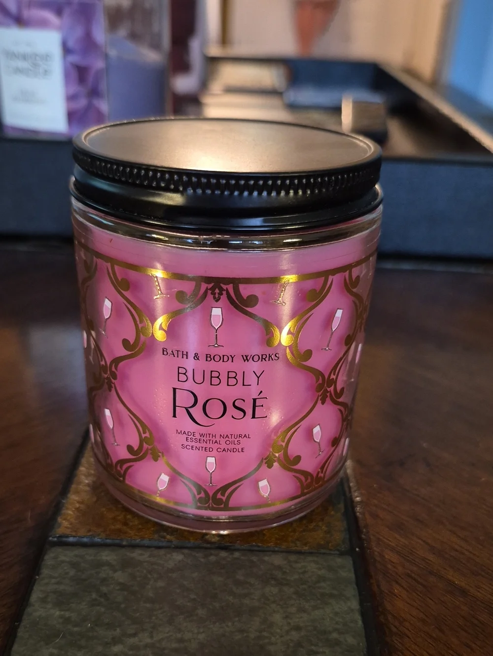 Bath & Body Works Bubbly Rosé Scented Candle — New Single Wick